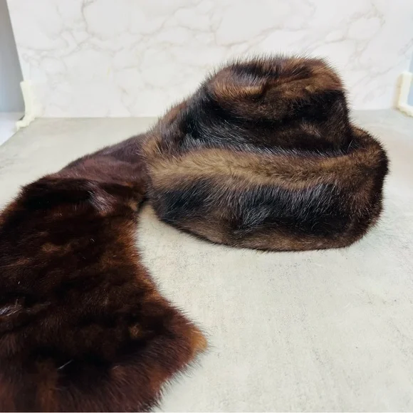Vintage Genuine Mink Fur Hat and Collar - Picture 3 of 11